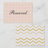 パステルピーチ&金ゴールド幾何学模様 プレイスカード (正面/裏面)