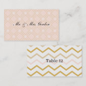 パステルピーチ&金ゴールド幾何学模様 プレイスカード (正面/裏面)