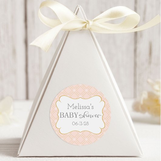 パステルピーチ&金ゴールド幾何学模様 ラウンドシール