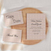 パステルピーチ&金ゴールド幾何学結婚式招待状 シーズンカード