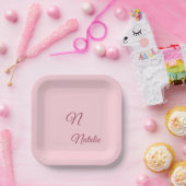 パステルピ無地のンクモノグラムの色  ペーパープレート (パーティー)