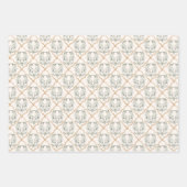 パステルピ結婚ンクのブライダルエレガントフローラストライプ ラッピングペーパーシート (正面)