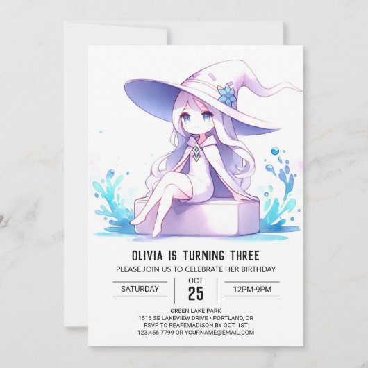 パステルファンタジーウィザード誕生日 招待状 (正面)