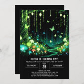 パステルファンタジーウッドランドデジタル誕生日 招待状 (正面/裏面)