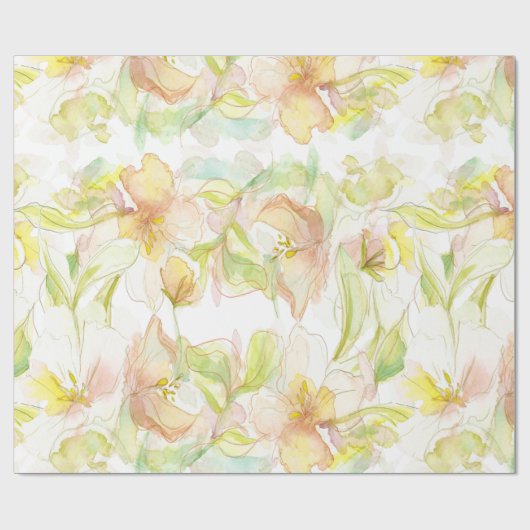 パステルファンタジー水彩花模様 ラッピングペーパー (フラット)