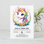パステルファンタスティックユニコーン誕生日 招待状 (スタンド正面)