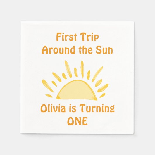 パステルファーストのまわりにトリップザサンバースデーパーティー スタンダードカクテルナプキン (正面)