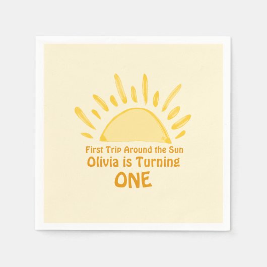 パステルファーストのまわりにトリップザサンバースデーパーティー スタンダードカクテルナプキン (正面)