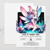 パステルフェアエレガントリー誕生日 招待状 (正面/裏面)