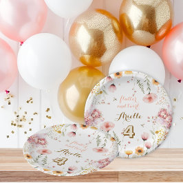 パステルフェアリーの花の庭でのティーパーティーの誕生日 ペーパープレート