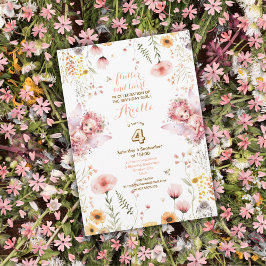 パステルフェアリーの花の庭でのティーパーティーの誕生日 招待状
