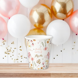 パステルフェアリーの花の庭でのティーパーティーの誕生日 紙コップ