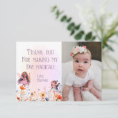 パステルフェアリーファースト魔法誕生日写真 サンキューカード (スタンド正面)