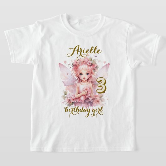 パステルフェアリーフローラガーデンティーパーティー誕生日 Tシャツ (レイダウン)