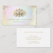 パステルフェイクカラーの金ゴールドフォイルロータス 名刺 (正面/裏面)