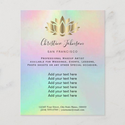 パステルフェイクカラーの金ゴールドフォイルロータロゴ チラシ (正面)