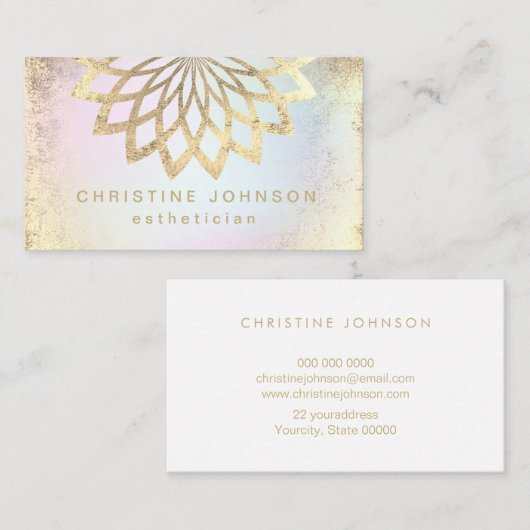 パステルフェイクカラーの金ゴールドフォイルロータロゴ 名刺 (正面/裏面)