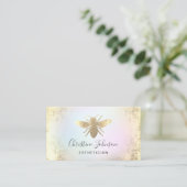 パステルフェイクカラーの金ゴールドフォイルbeeロゴ 名刺 (スタンド正面)