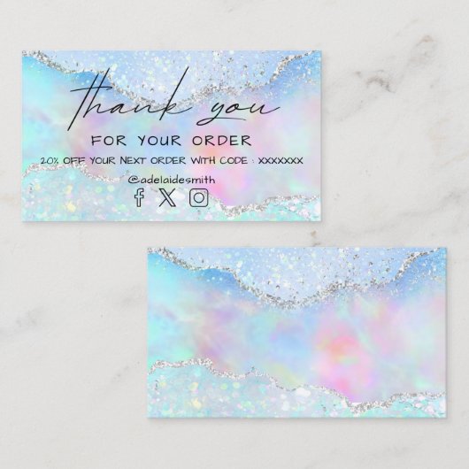 パステルフェイクカラー感謝していグリッターユー・ビジネス・カード 名刺 (正面/裏面)