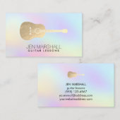 パステルフェイクバックグランドに金ゴールドフォイルギター 名刺 (正面/裏面)