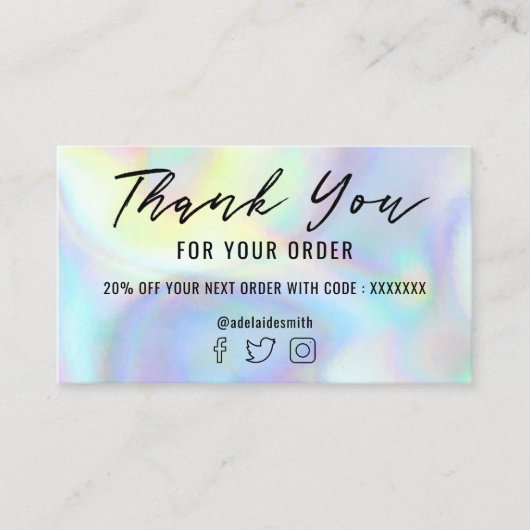 パステルフェイクホログラフ感謝していユの名刺 名刺 (正面)