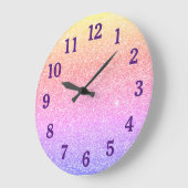 パステルフェイクレインボーグラデーショングリッター ラージ壁時計 (傾斜)