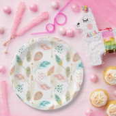 パステルフェザーズピンクティール(緑がかった色)金ゴールド矢印紙プレート ペーパープレート (パーティー)