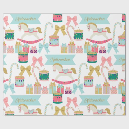 パステルフェスティバルくるみ割りおもちゃクリスマス ラッピングペーパー (フラット)