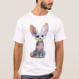 パステルフェネックキツネの絵画的イラスト メンズ Tシャツ