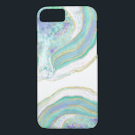 パステルフェミニンアゲート模様 iPhone 8/7ケース<br><div class="desc">白い背景フェミニンの上に水色、紫、青、金ゴールドの色合いの美しいパステルの瑪瑙のパターンは、あなたの電話にスタイリッシュ外観を追加する。このケースは、さまざまな電話ケースモデルに適合するために利用可能である。</div>