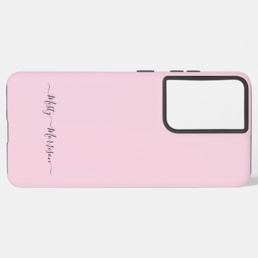 パステルフェミニンピンクとスクリプト名前をカスタムする SAMSUNG GALAXYケース (左側面)