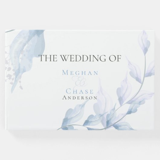 パステルフェード薄紫と埃っぽい青い葉 ゲストブック (正面)