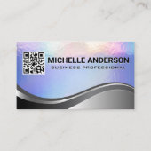 パステルフォイルテクスチャ |金属 | QRコード 名刺 (正面)