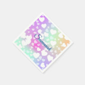 パステルフォリングハート パーソナライズされた スタンダードカクテルナプキン (角)