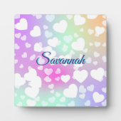パステルフォリングハート パーソナライズされた フォトプラーク (正面)