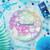 パステルフォリングハート パーソナライズされた ペーパープレート (パーティー)