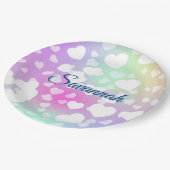 パステルフォリングハート パーソナライズされた ペーパープレート (アングル)