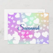 パステルフォリングハート パーソナライズされた ポストカード (正面/裏面)