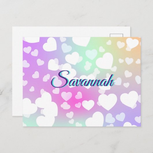 パステルフォリングハート パーソナライズされた ポストカード (正面/裏面)