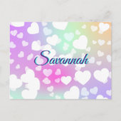 パステルフォリングハート パーソナライズされた ポストカード (正面)