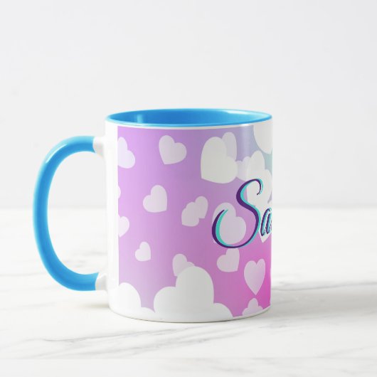 パステルフォリングハート パーソナライズされた マグカップ (左)