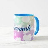 パステルフォリングハート パーソナライズされた マグカップ (正面右)