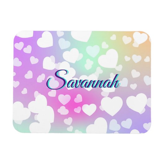 パステルフォリングハート パーソナライズされた マグネット (横)