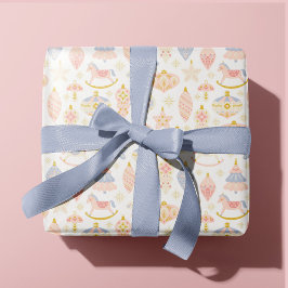 パステルフォークアートクリスマスツリーオーナメントキッズベビー ラッピングペーパー