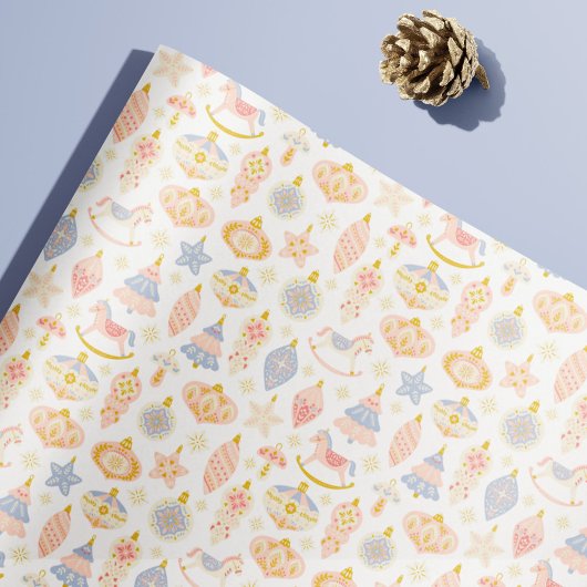 パステルフォークアートクリスマスツリーオーナメントキッズベビー ラッピングペーパー