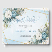 パステルフォーマルブループオーニー金ゴールド結婚ズゲストブック ゲストブック (正面)