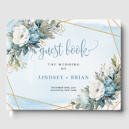 パステルフォーマルブループオーニー金ゴールド結婚ズゲストブック ゲストブック (正面)