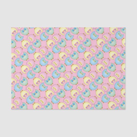 パステルフクロウベビーガールシャワーテーマ 薄葉紙 (正面)