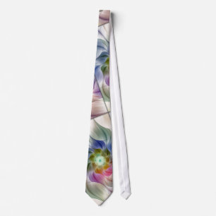 パステルフラクタルフラワー抽象芸術 ネクタイ