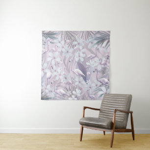 パステルフラミンゴジャングルラブ4 #art #tropical タペストリー